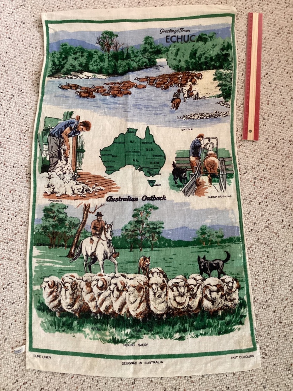 Australia Outback Linen Tea Towel approx. 30 x 17 inches